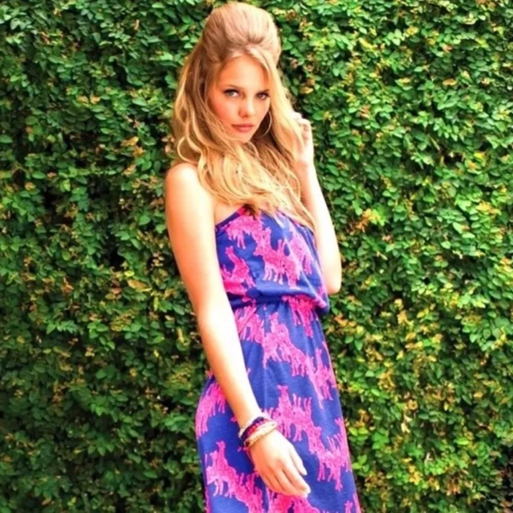 Lilly Pulitzer “Windsor” Pink Purple Neck in Neck Giraffe Print Size XS - Picture 2 of 7